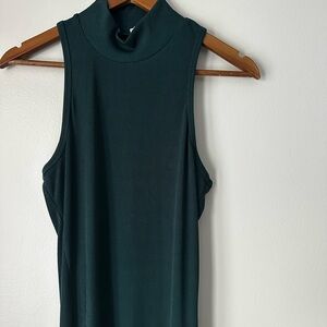 Dark Green Ribbed sleeveless Dress